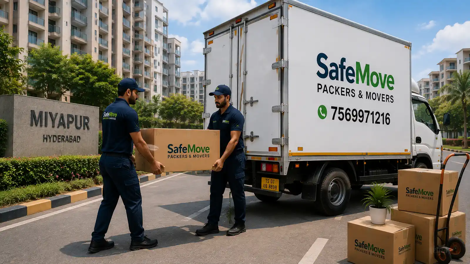 SafeMove local moving crew loading a truck in Hyderabad