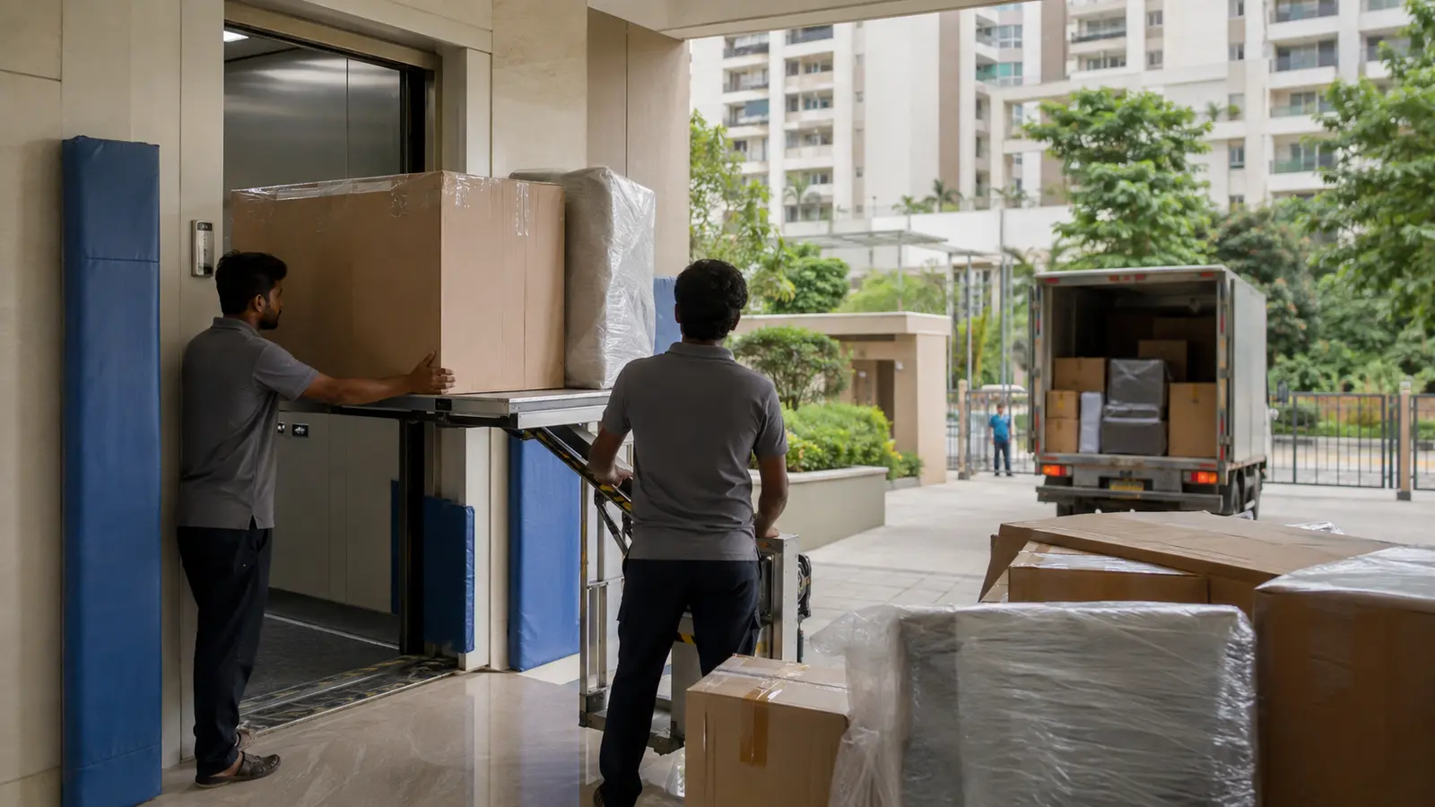 Apartment shifting in Hyderabad using a protected service lift