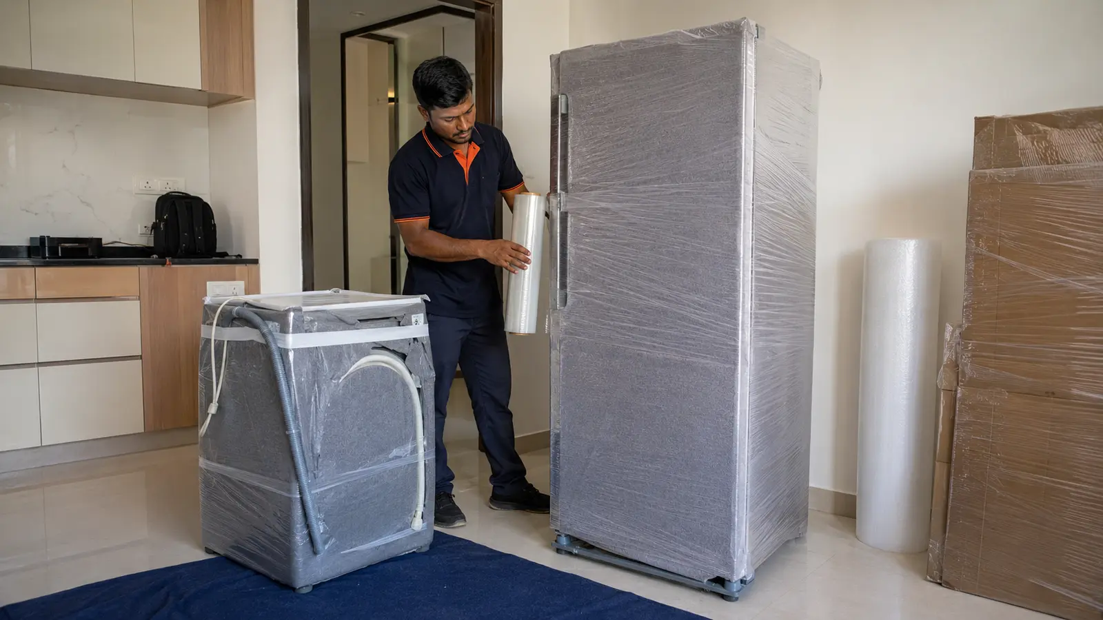 Refrigerator and washing machine prepared for safe relocation