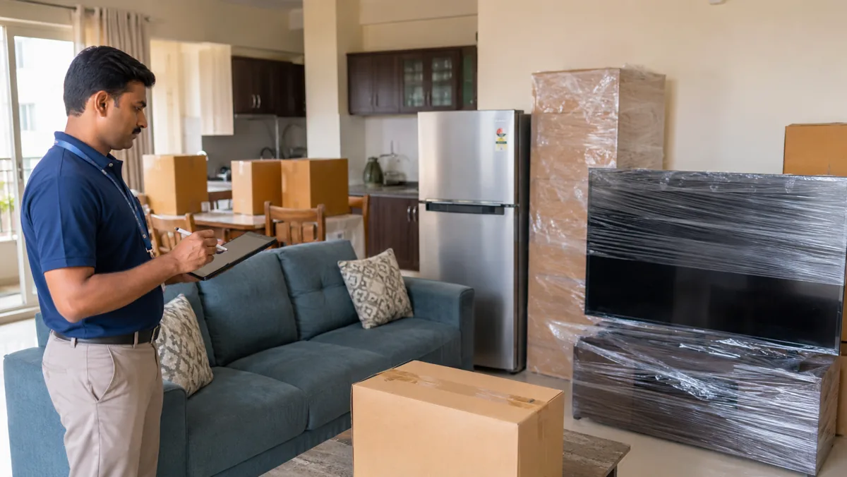 Inventory survey used to calculate local house shifting charges in Hyderabad